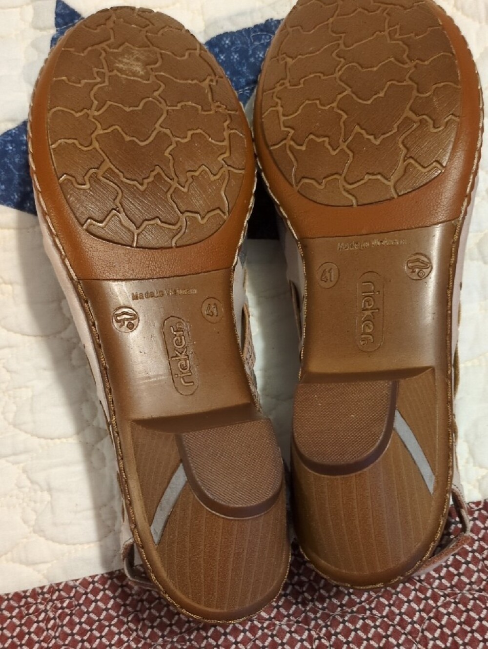 Rieker Women's Blush and Taupe Woven Slingback Clogs - Picture 4 of 8